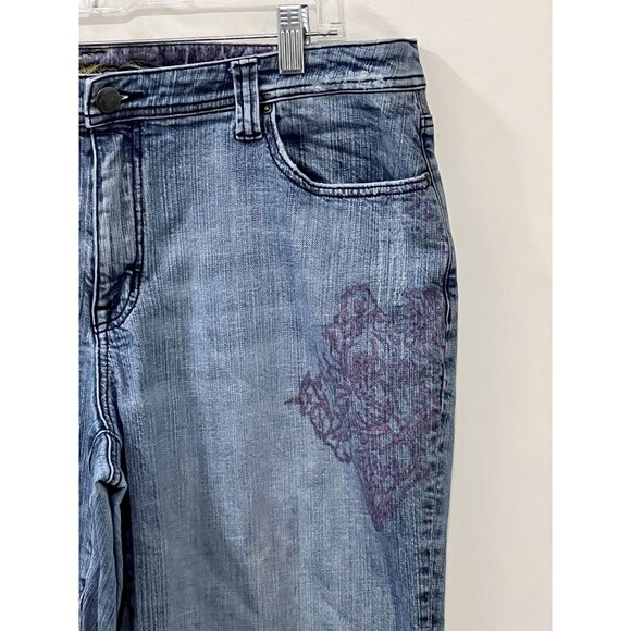 Venezia Womens Denim w Pink Floral Paint Accent Mid Rise Straight Jeans Size 18 - Picture 1 of 10